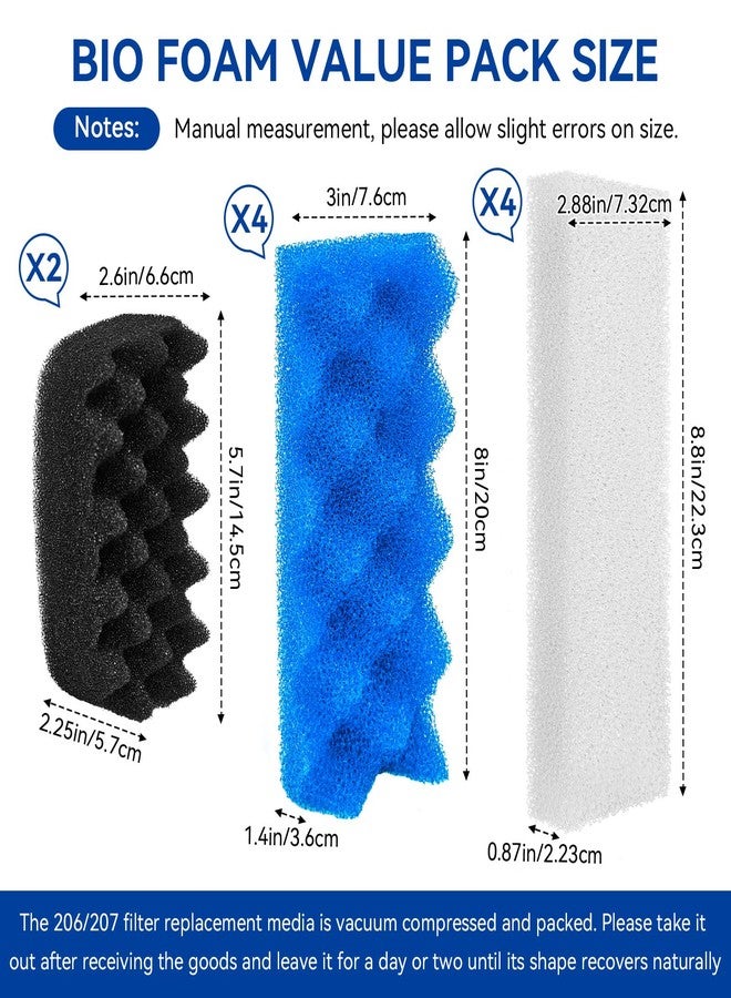 IFERLA 10 Pack Bio Foam Compatible with Fluval 206 & 207 Canister Filter, Filter Sponge Replacement Aquarium Filter Media for Biological Filtration, Including Blue White Black Filter Media Replacement Kit - Image 3